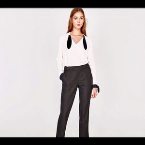 Zara sheer black & white blouse medium